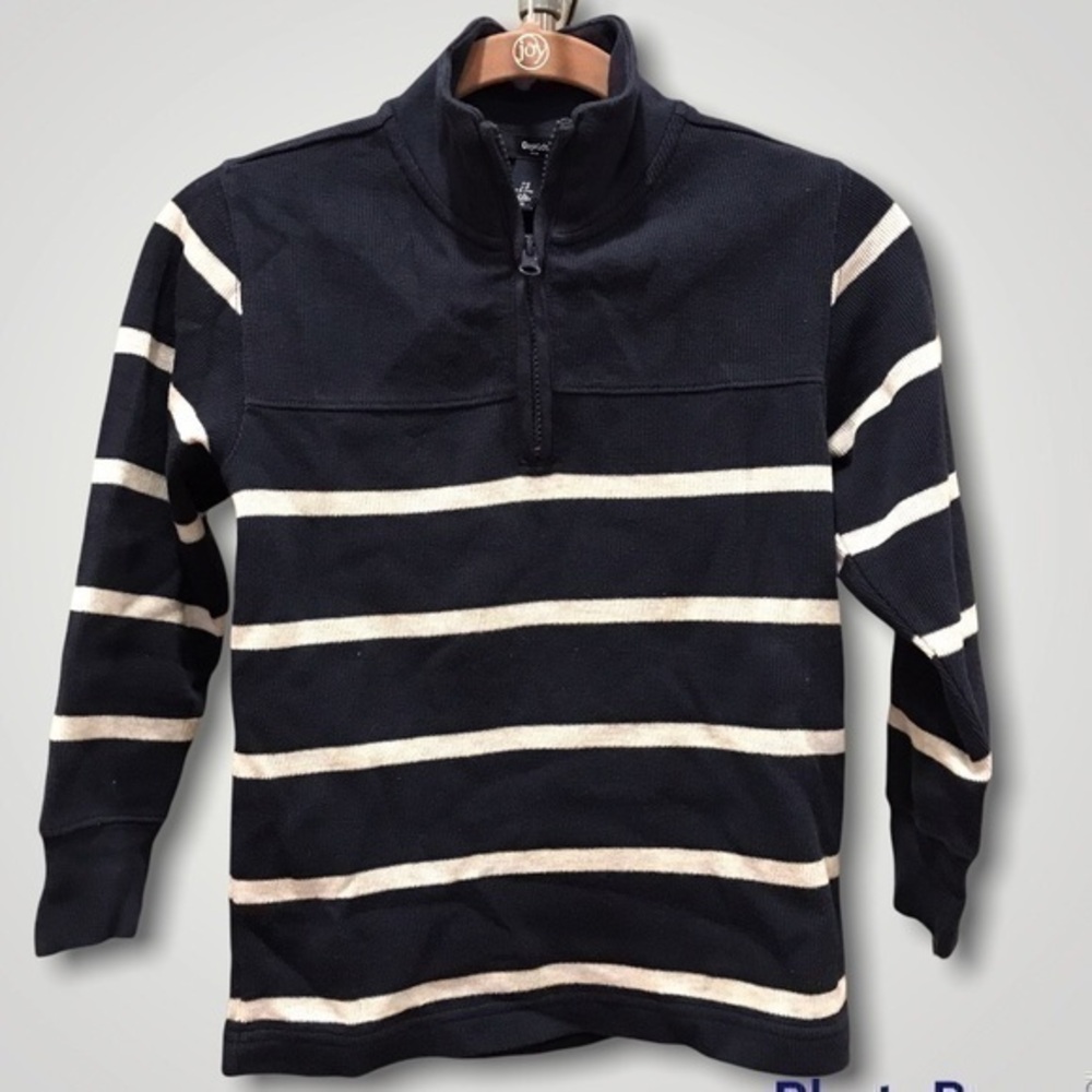 🚣‍♀️🍍🍭GAP KIDS knit sweater blue/wht stripe S, Quarter zips all the rage BUDGET